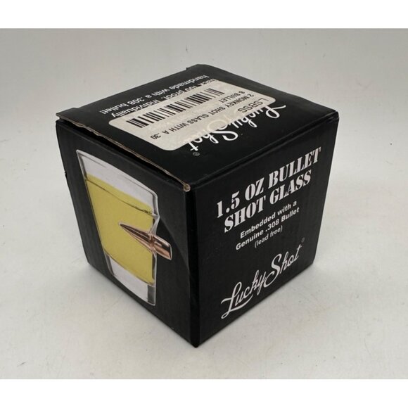 1.5 Oz Bullet Shot Glass Embedded Genuine .308 Bullet Lucky Shot Lead-Free Handm - Picture 1 of 6